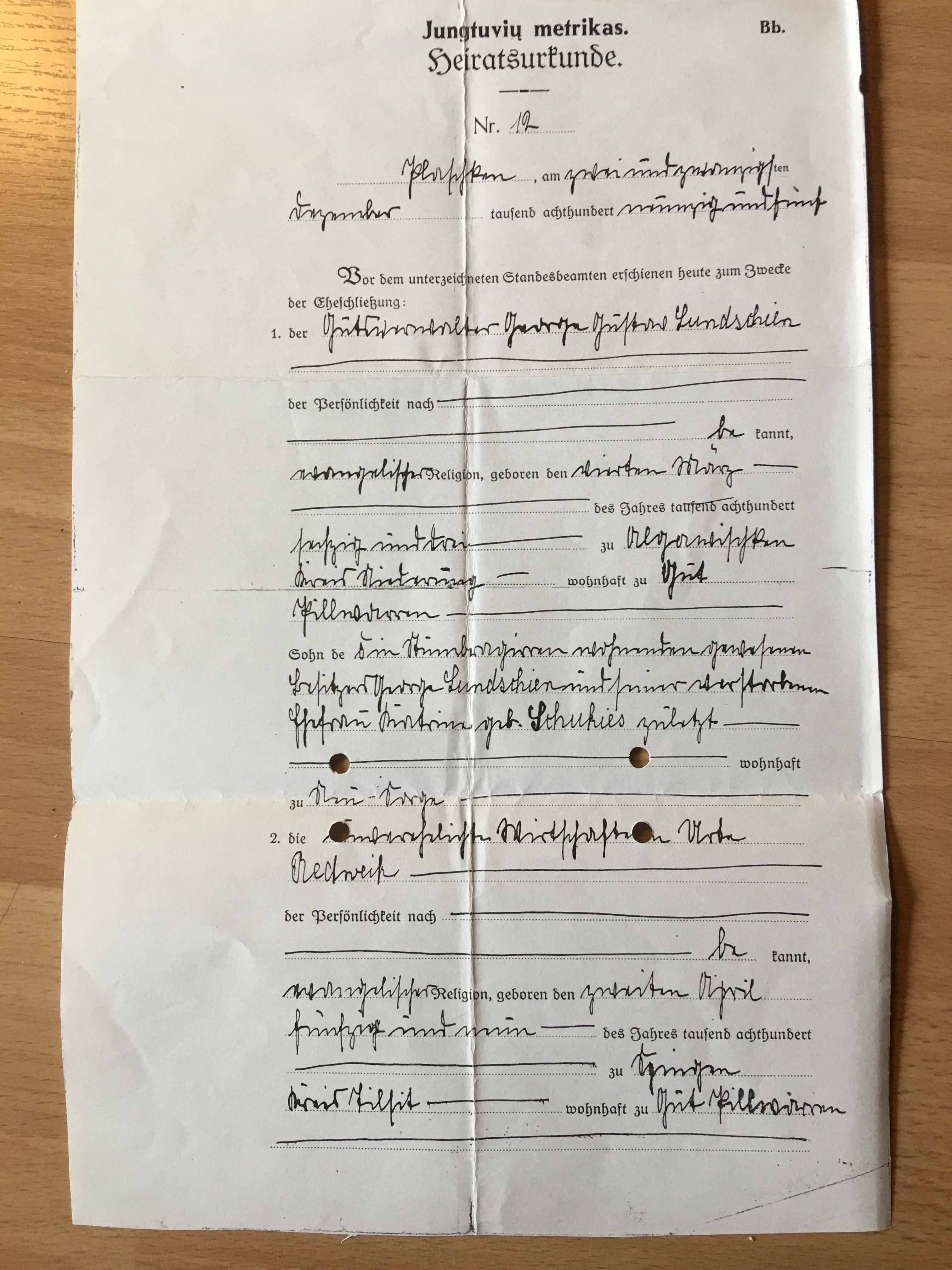 Heiratsurkunde